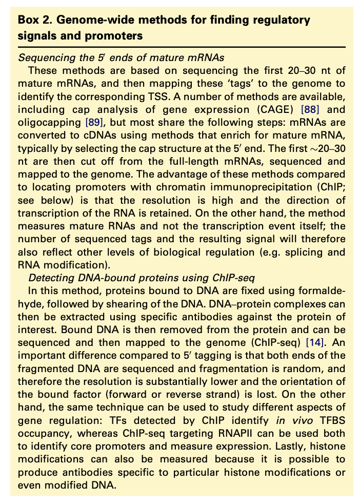 Genome-wide methods for finding regulatory signals and promoters
